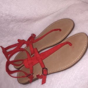 Red strap sandals